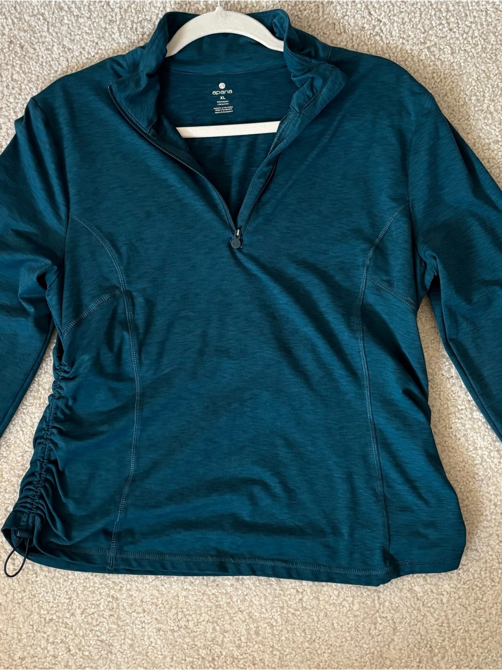 Apana Teal Quarter-Zip Long Sleeve Top
